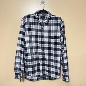 J. Crew Flannel Slim Cut Button Up Shirt Men XL Black/white